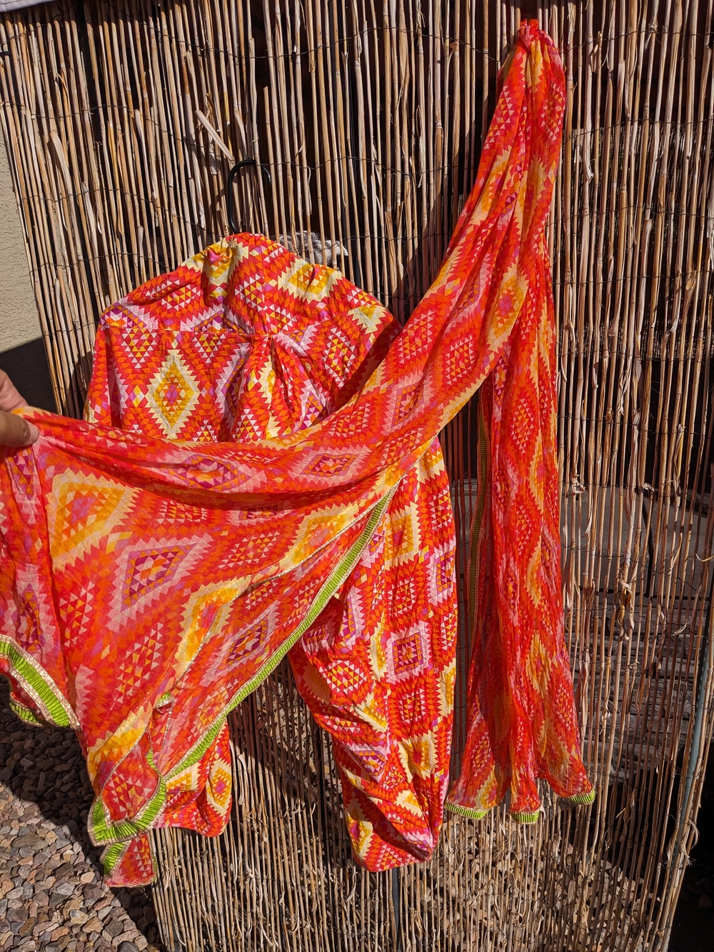 👙🏖Vibrant Orange & Pink Boho Oversized Palazzo Beachy Pants W/ Matching Sarong